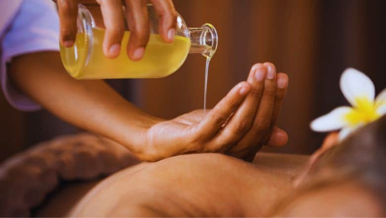massaging with olive oil