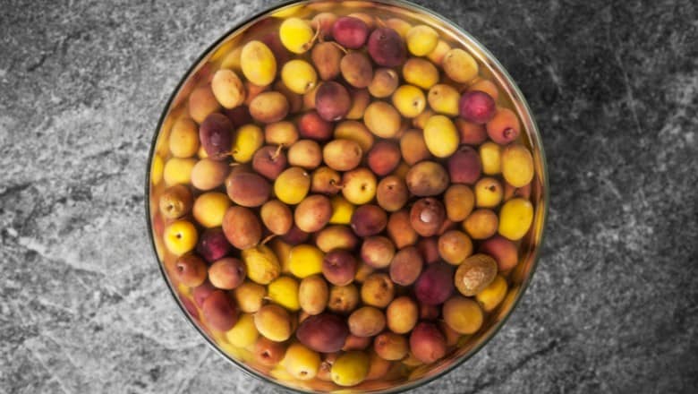 olives covered in water