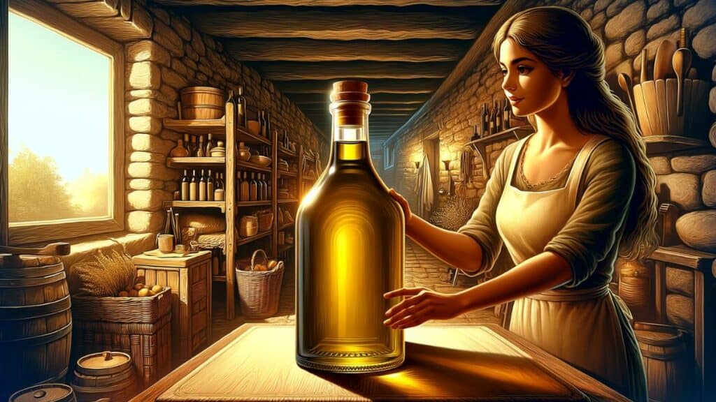 lady storing olive oil