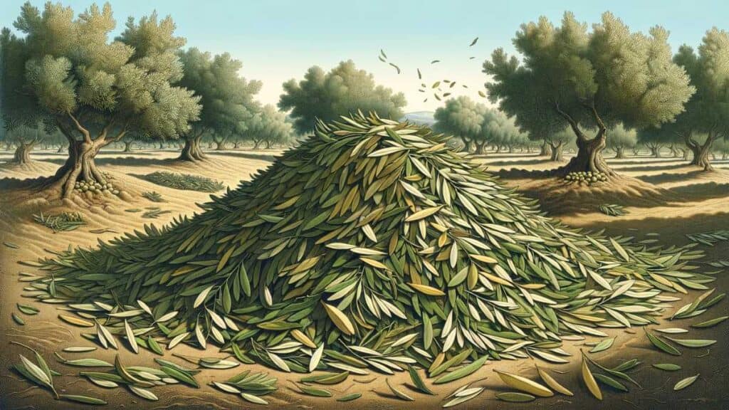 a pile of olive tree leaves