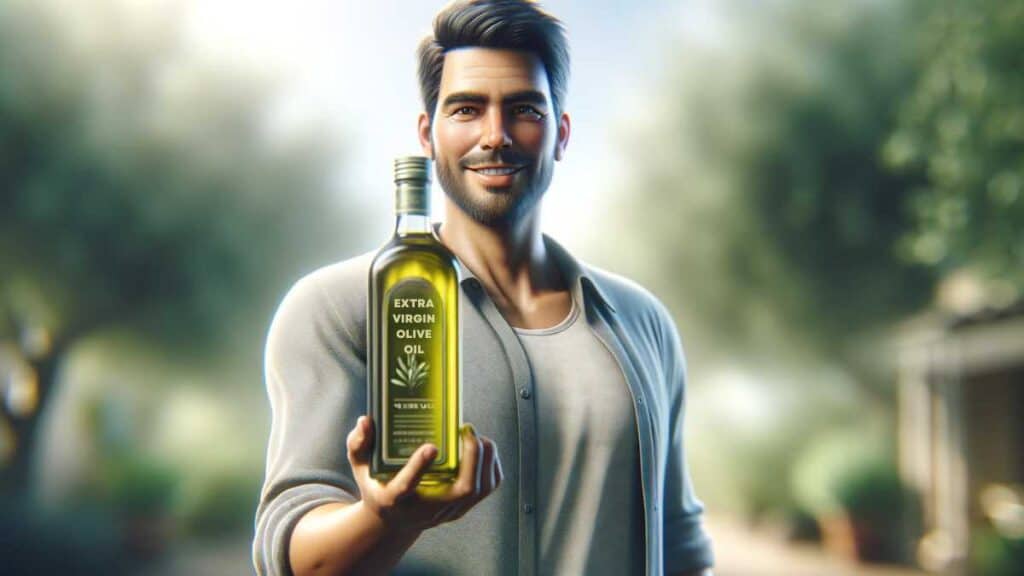 bottle of fresh olive oil