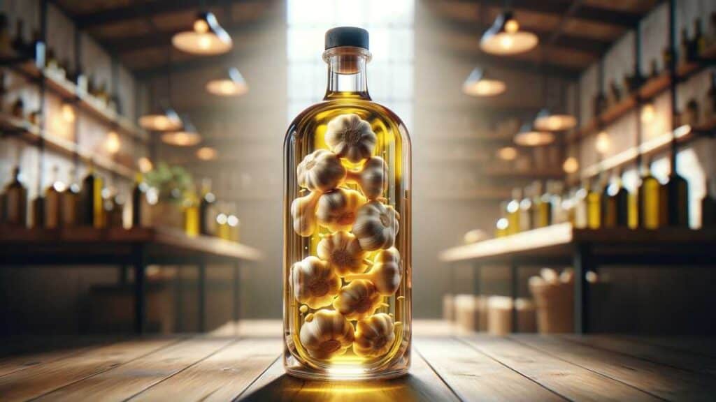 garlic infused olive oil, illustration