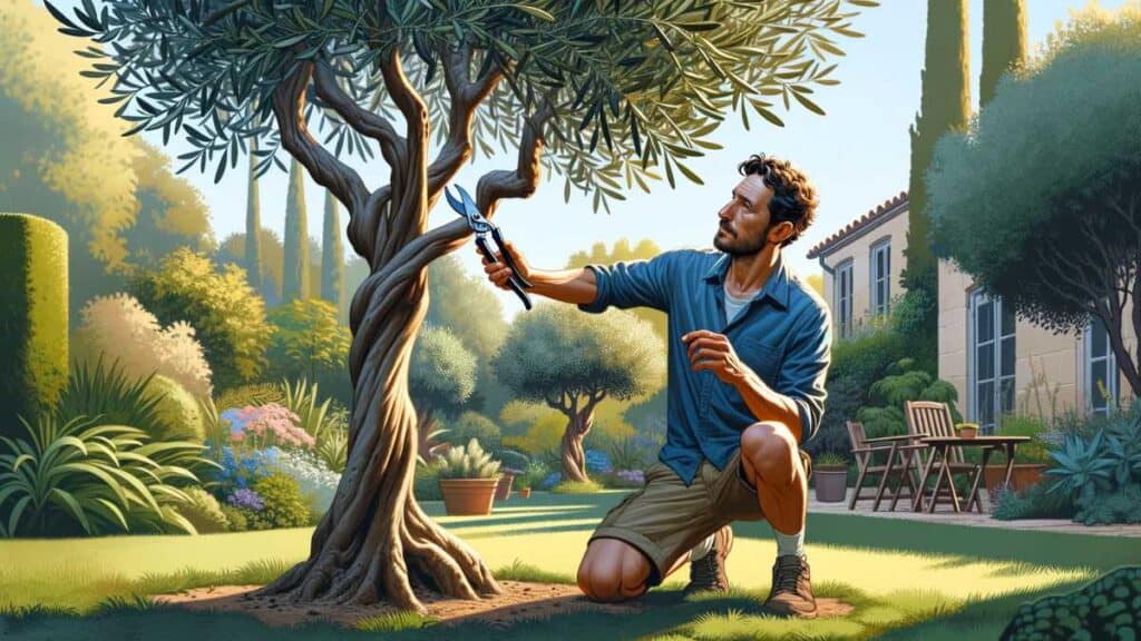 guy shaping an olive tree