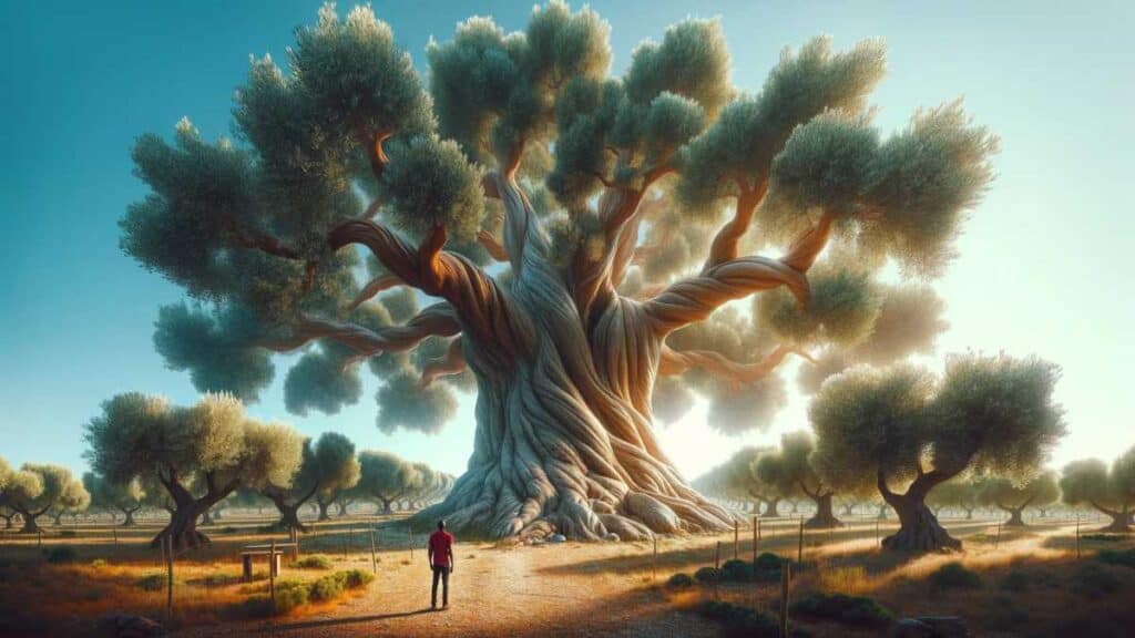 large olive tree, illustration