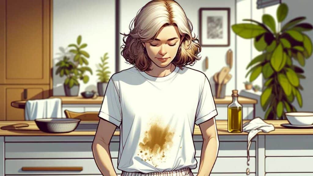 olive oil stain on a t-shirt