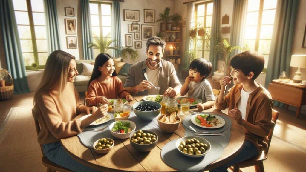 family eating olives