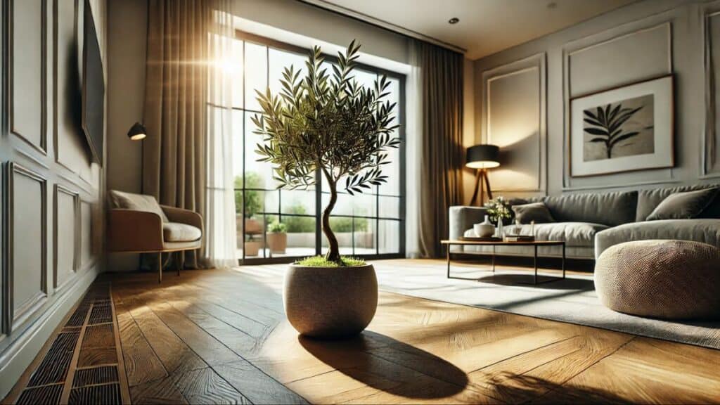 dwarf olive tree in living room